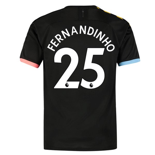 Camiseta Manchester City NO.25 Fernandinho 2ª 2019/20 Negro